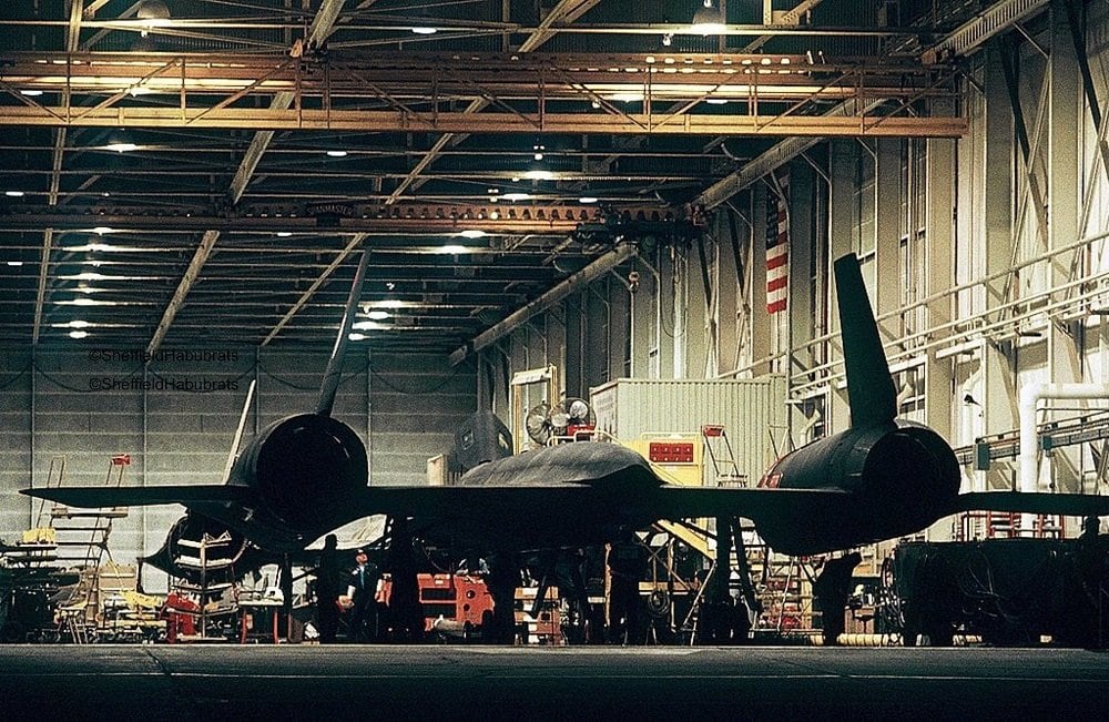 SR-71 Blackbird in a hanger.