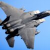 A Boeing (McDonnell Douglas) F-15E "Strike Eagle" assigned to the 492nd Fighter Squadron performs a high-speed pass over RAF Lakenheath, England, April 10, 2019. The 492nd conducts routine training daily to ensure RAF Lakenheath brings unique air combat capabilities to the fight when called upon by U.S. Air Forces in Europe-Air Forces Africa.