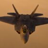 F-22 Raptors from Tyndall Air Force Base, Fla. fly in formation behind a KC-135 Stratotanker from Altus Air Force Base, Okla. after air refueling over New York, Aug. 21, 2012. (U.S. Air Force photo/Airman 1st Class Kenneth W. Norman)