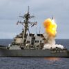 PHILIPPINE SEA (Sept. 19, 2016) The Arleigh Burke-class guided-missile destroyer USS Benfold (DDG 65) fires a standard missile (SM 2) at a target drone as part of a surface-to-air-missile exercise (SAMEX) during Valiant Shield 2016. Valiant Shield is a biennial, U.S. only, field-training exercise with a focus on integration of joint training among U.S. forces. This is the sixth exercise in the Valiant Shield series that began in 2006. Benfold is on patrol with Carrier Strike Group Five (CSG 5) in the Philippine Sea supporting security and stability in the Indo-Asia-Pacific region. (U.S. Navy photo by Mass Communication Specialist 2nd Class Andrew Schneider/Released)160919-N-XQ474-126