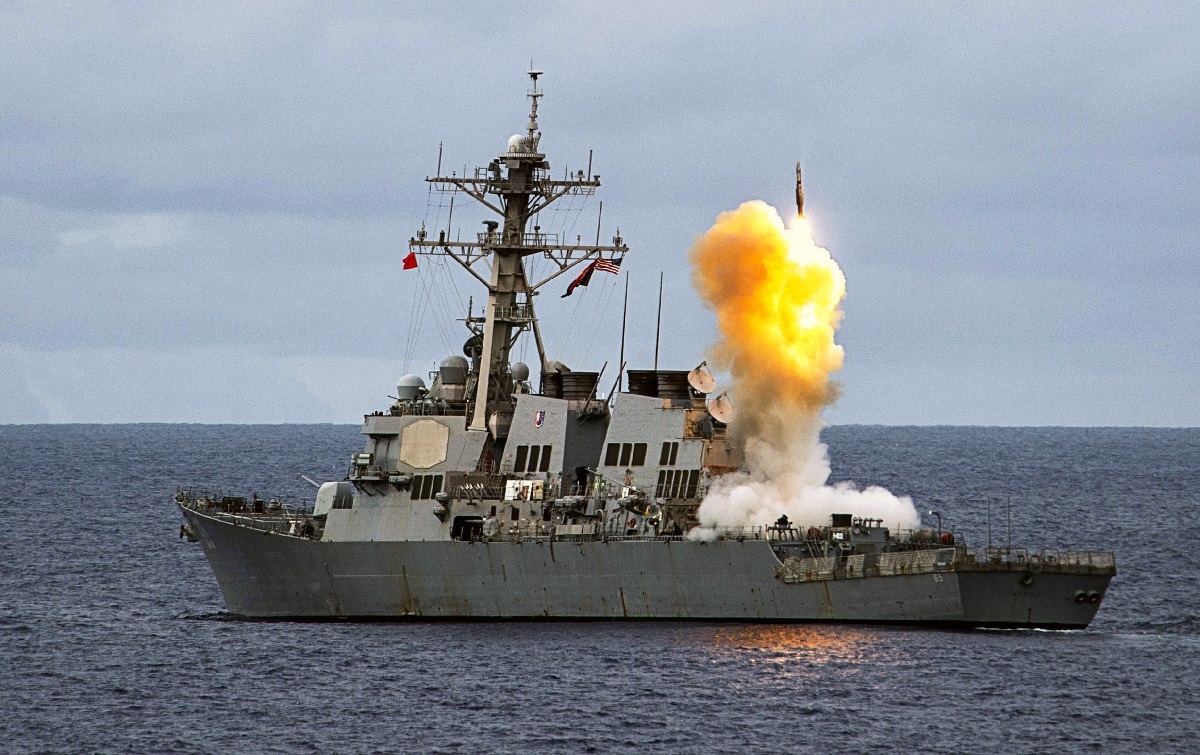PHILIPPINE SEA (Sept. 19, 2016) The Arleigh Burke-class guided-missile destroyer USS Benfold (DDG 65) fires a standard missile (SM 2) at a target drone as part of a surface-to-air-missile exercise (SAMEX) during Valiant Shield 2016. Valiant Shield is a biennial, U.S. only, field-training exercise with a focus on integration of joint training among U.S. forces. This is the sixth exercise in the Valiant Shield series that began in 2006. Benfold is on patrol with Carrier Strike Group Five (CSG 5) in the Philippine Sea supporting security and stability in the Indo-Asia-Pacific region. (U.S. Navy photo by Mass Communication Specialist 2nd Class Andrew Schneider/Released)160919-N-XQ474-126