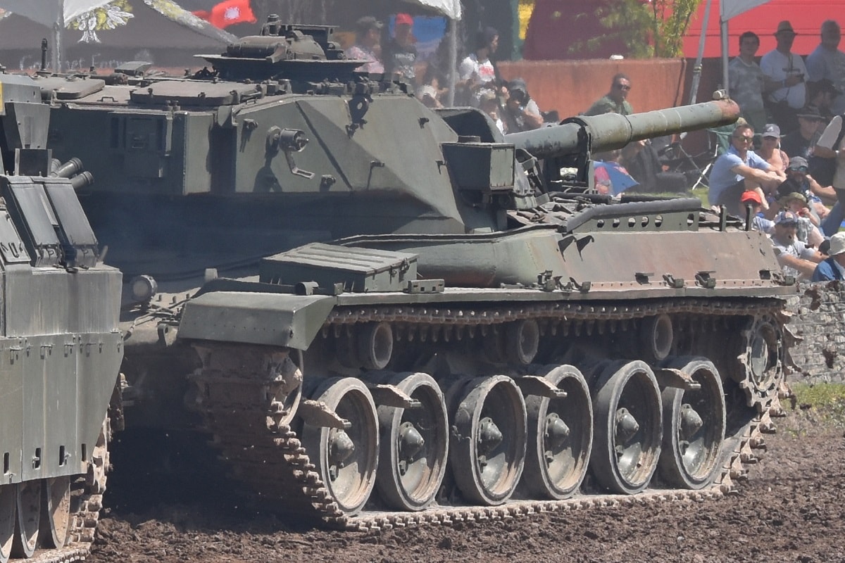Chieftain tank in action at the Bovington Tank Museum.