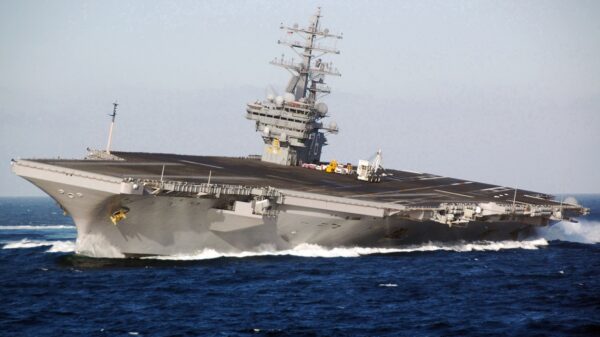 071030-N-6074Y-053 PACIFIC OCEAN (Oct. 30, 2007) - USS Ronald Reagan (CVN 76) conducts rudder checks as part of the ship's Board of Inspection and Survey (INSURV) following a six-month Planned Incremental Availability. All naval vessels are periodically inspected by INSURV to check their material condition and battle readiness. U.S. Navy photo by Mass Communication Specialist 2nd Class M. Jeremie Yoder (RELEASED)