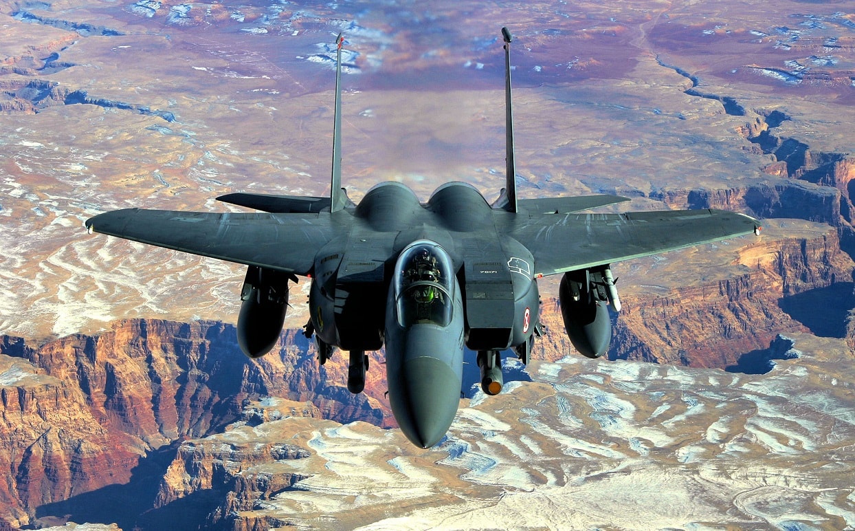 EN ROUTE TO NELLIS AIR FORCE BASE, NEV. - Lieutenant Colonel Jeannie Leavitt, 333rd Fighter Squadron commander, soars over the Grand Canyon, February 7, 2008. (U.S. Air Force photo by Staff Sgt. Darin Moulton)