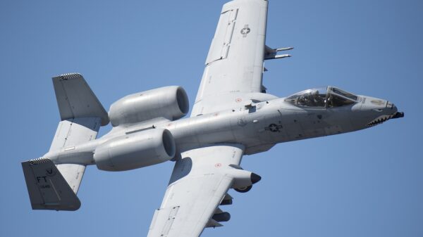 An A-10 Thunderbolt II flies over Grand Bay Bombing and Gunnery Range at Moody Air Force Base, Ga., Feb. 18, 2016. Multiple U.S. Air Force aircraft within Air Combat Command conducted joint aerial training that showcased the aircrafts tactical air and ground maneuvers, as well as its weapons capabilities. (U.S. Air Force photo by Staff Sgt. Brian J. Valencia/Released)