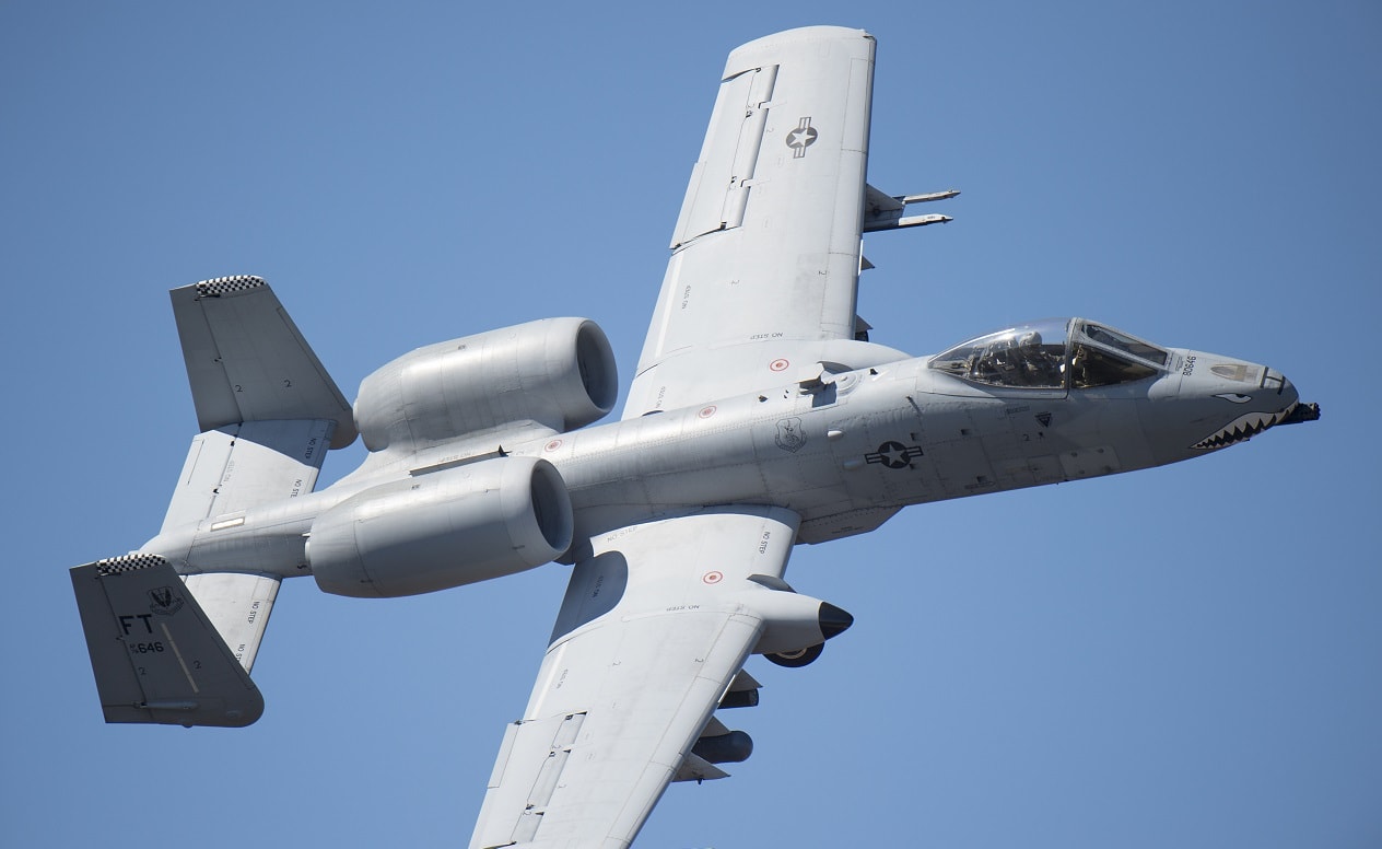 An A-10 Thunderbolt II flies over Grand Bay Bombing and Gunnery Range at Moody Air Force Base, Ga., Feb. 18, 2016. Multiple U.S. Air Force aircraft within Air Combat Command conducted joint aerial training that showcased the aircrafts tactical air and ground maneuvers, as well as its weapons capabilities. (U.S. Air Force photo by Staff Sgt. Brian J. Valencia/Released)