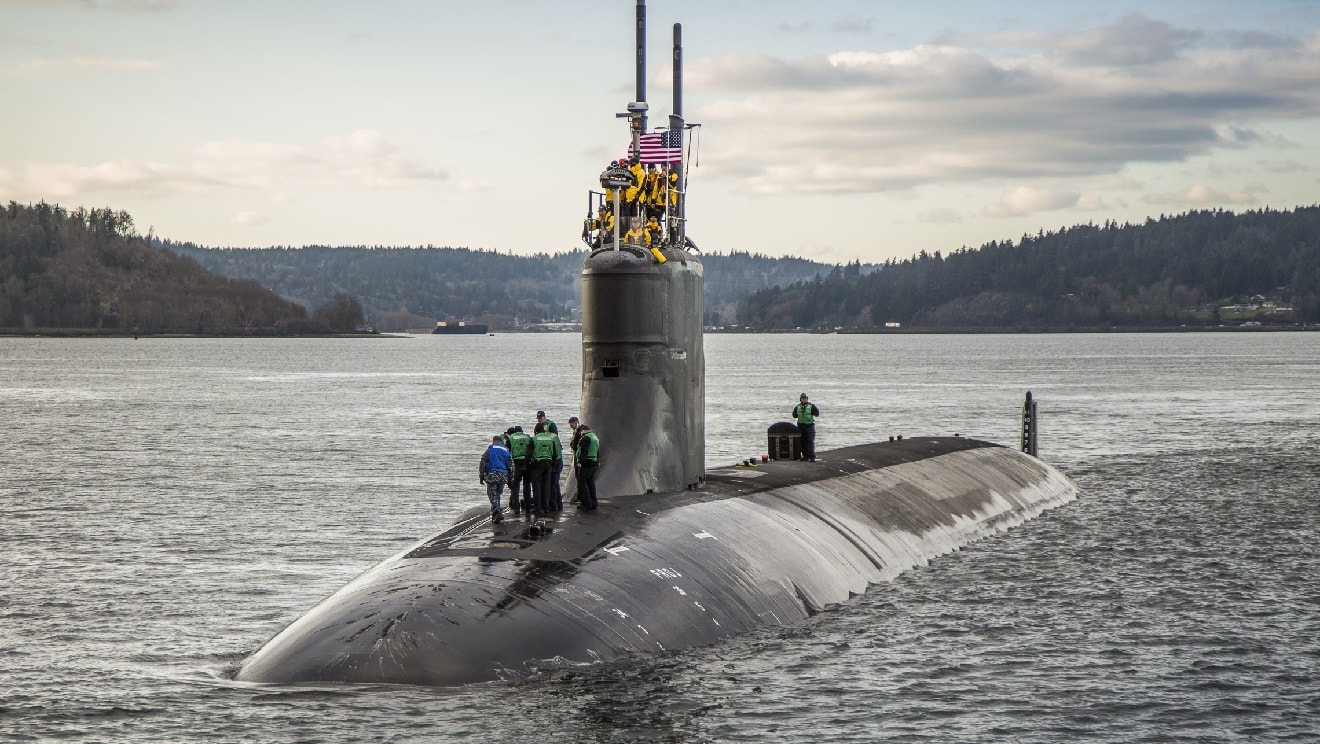 BREMERTON, Wash. (Dec. 15, 2016) - The Seawolf-class fast-attack submarine USS Connecticut (SSN 22) departs Puget Sound Naval Shipyard for sea trials following a maintenance availability. (U.S. Navy photo by Thiep Van Nguyen II/released)