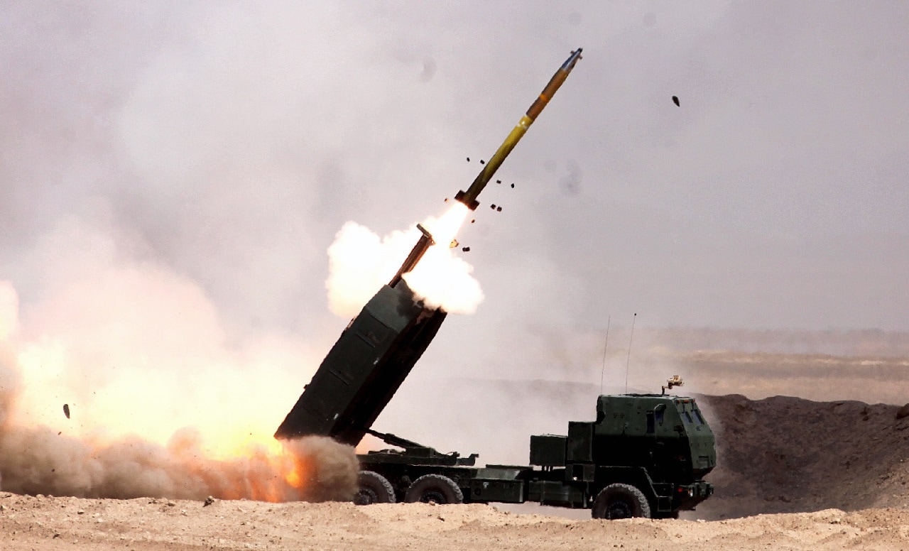 Marines with Romeo Battery, 5th Battalion, 11th Marine Regiment, Regimental Combat Team 7, fire rockets from a M142 High Mobility Artillery Rocket System (HIMARS) on Camp Leatherneck, Helmand province, Afghanistan, June 1, 2013. Marines with 5/11 are deployed to Afghanistan in support of Operation Enduring Freedom. Image: Creative Commons.