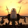 At sea aboard USS John C. Stennis, December 18, 2001 - After an early morning round of flight operations, an F/A-18 Hornet awaits the next round of combat flight operations aboard the USS John C. Stennis (CVN 74). Stennis and her embarked Carrier Air Wing Nine (CVW-9) are supporting Operation Enduring Freedom. U.S. Navy photo by Photographer's Mate 3rd Class Jayme Pastoric.