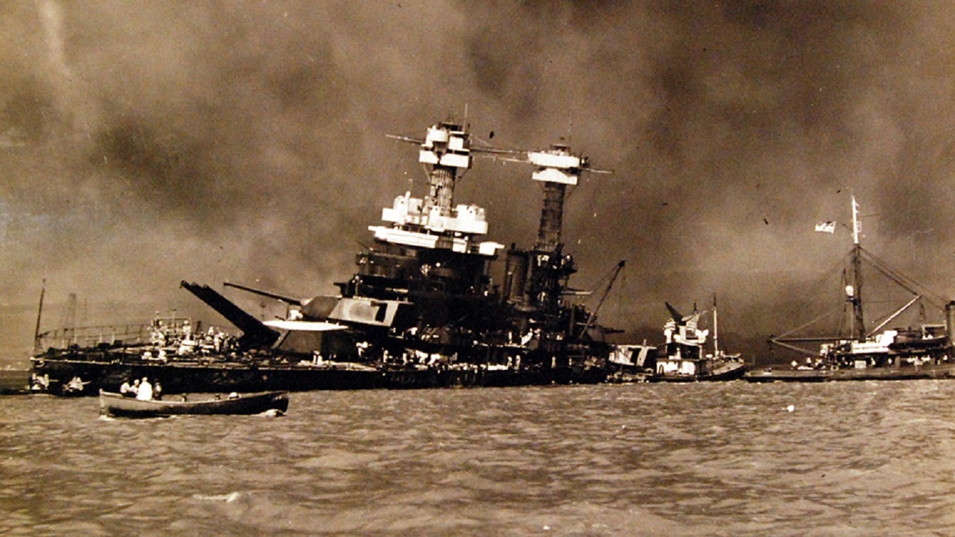 Japanese Attack on Pearl Harbor, December 7, 1941. USS California (BB 44) after the attack. Official U.S. Navy photograph, now in the collections of the National Archives. (9/9/2015).