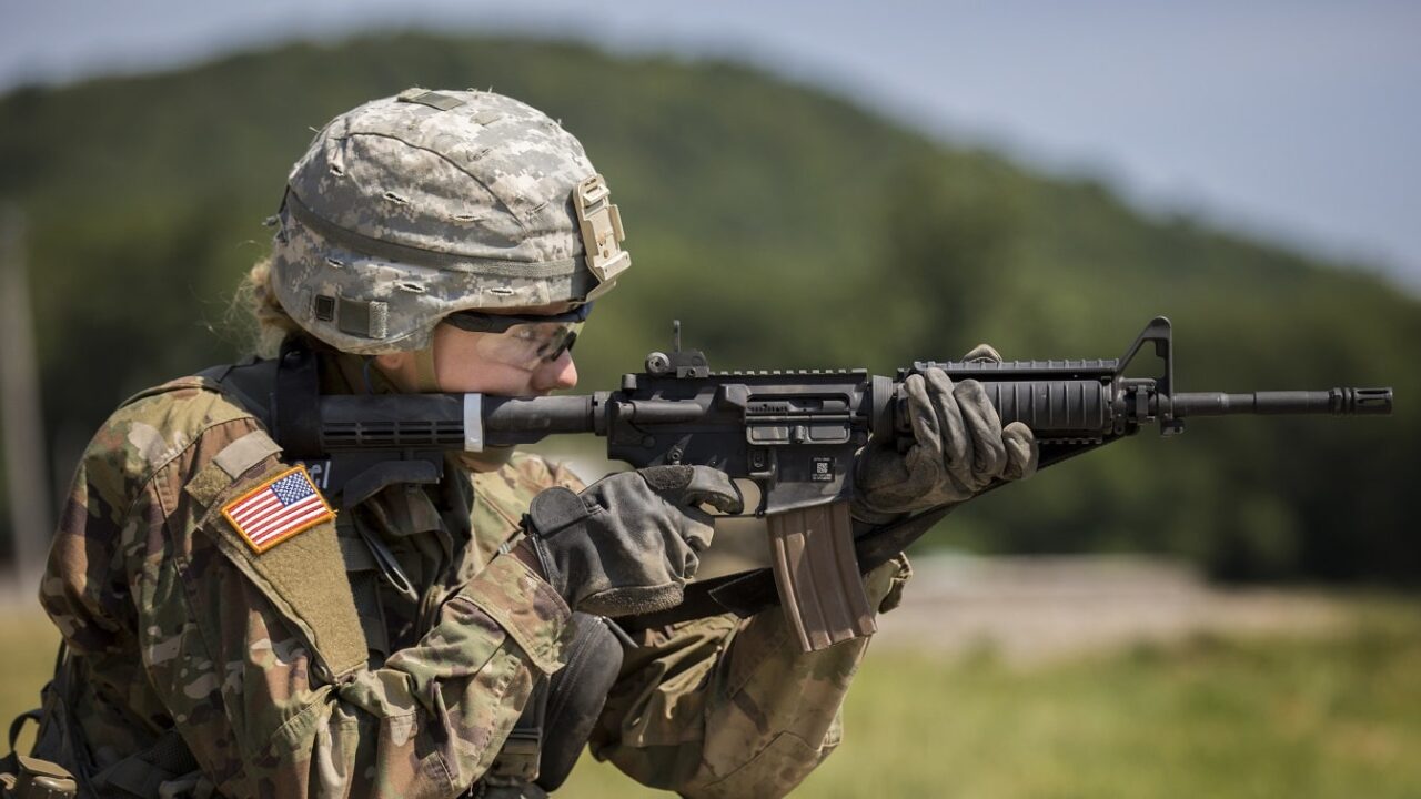 A Class of 2023 new cadet familiarizes herself with the M4 carbine as part of the U.S. Military Academy at West Point’s Cadet Basic Training July 9, 2018. (U.S. Army photo by Matthew Moeller)