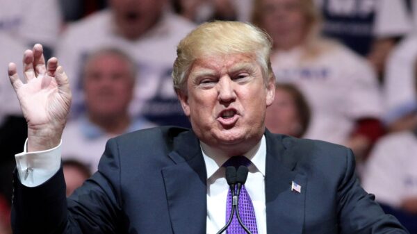 Donald Trump speaking with supporters at a campaign rally at the South Point Arena in Las Vegas, Nevada. Image Credit: Gage Skidmore.