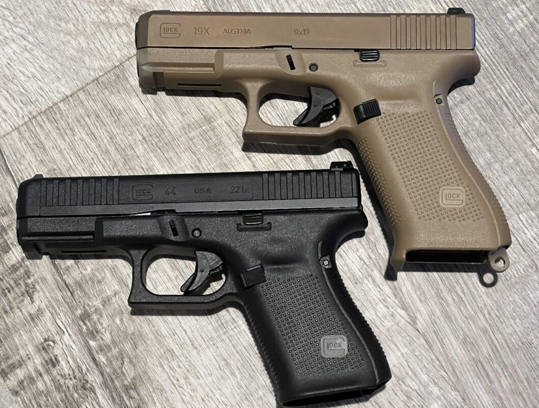 Glock 19X and Glock 44 side by side. Image Credit: 19FortyFive Original Image.