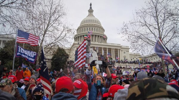 Outside during the US Capitol during the January 6, 2021 attack on the building.