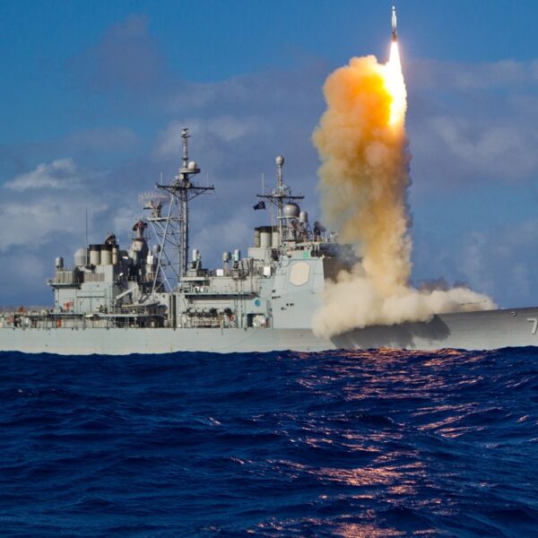 A Standard Missile-3 (SM-3) Block 1B interceptor missile is launched from the guided-missile cruiser USS Lake Erie (CG 70) during a Missile Defense Agency and U.S. Navy test in the mid-Pacific. The SM-3 Block 1B successfully intercepted a target missile that had been launched from the Pacific Missile Range Facility at Barking Sands in Kauai, Hawaii. Lake Erie detected and tracked the target with its on board AN/SPY-1 radar. The event was the third consecutive successful intercept test of the SM-3 Block IB missile. (U.S. Navy photo/Released)