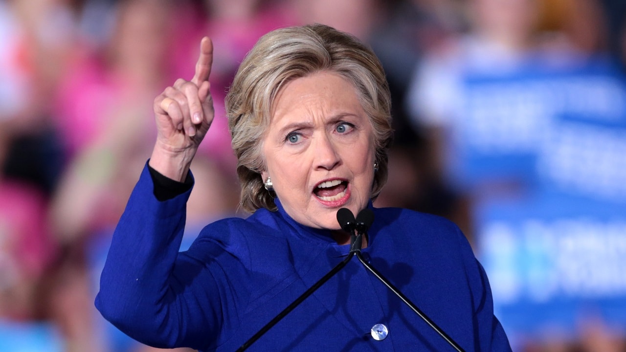 Former Secretary of State Hillary Clinton speaking with supporters at a campaign rally at the Intramural Fields at Arizona State University in Tempe, Arizona. By Gage Skidmore.