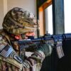 A Soldier assigned to U.S. Army Southern European Task Force, Africa engages pop-up targets with an M4 carbine during marksmanship training at Cao Malnisio Range in Pordenone, Italy, Jan. 26, 2021. (U.S. Army photo by Davide Dalla Massara)