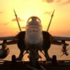 At sea aboard USS John C. Stennis, December 18, 2001 - After an early morning round of flight operations, an F/A-18 Hornet awaits the next round of combat flight operations aboard the USS John C. Stennis (CVN 74). Stennis and her embarked Carrier Air Wing Nine (CVW-9) are supporting Operation Enduring Freedom. U.S. Navy photo by Photographer's Mate 3rd Class Jayme Pastoric