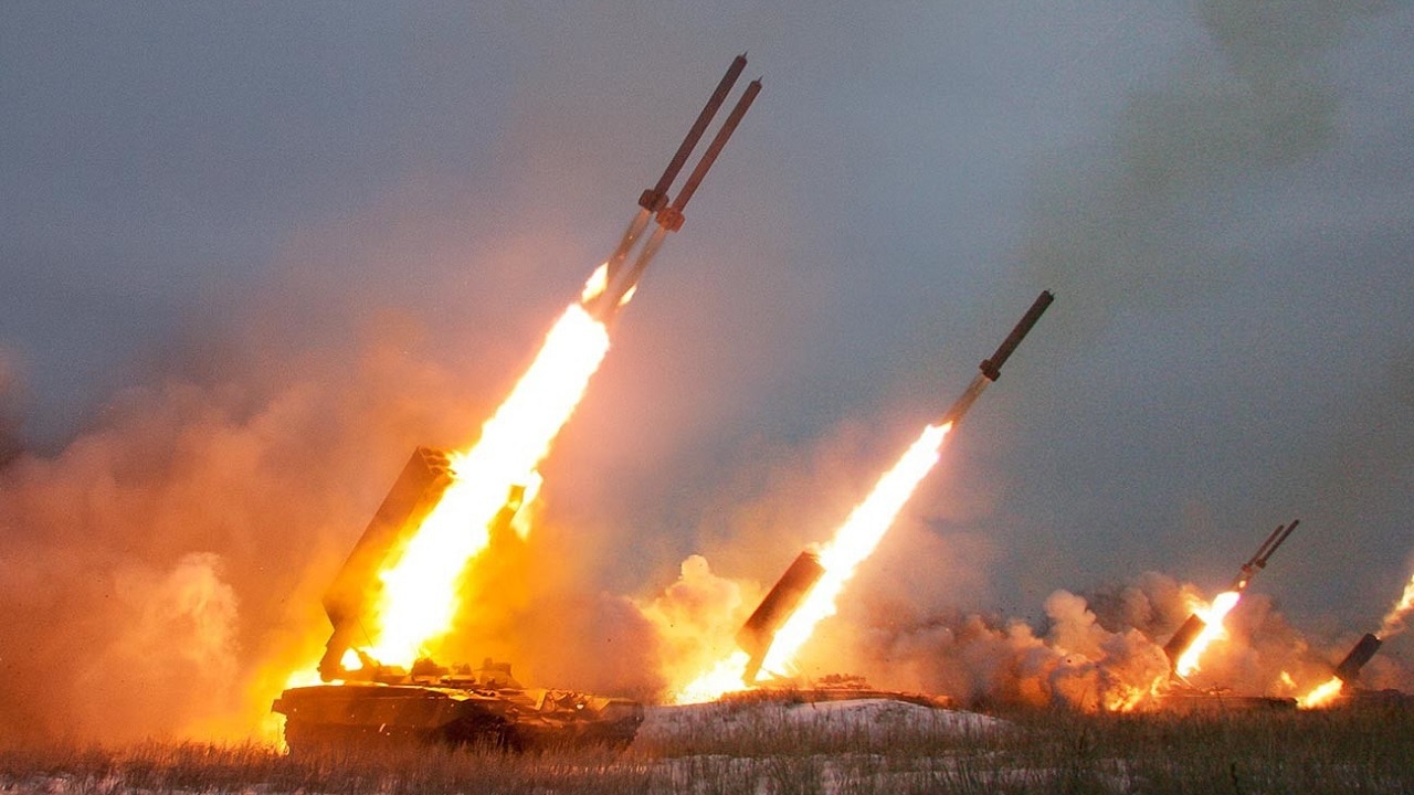 Cluster Bombs from TOS-2 MLRS launcher. Image Credit: Russian Armed Forces.