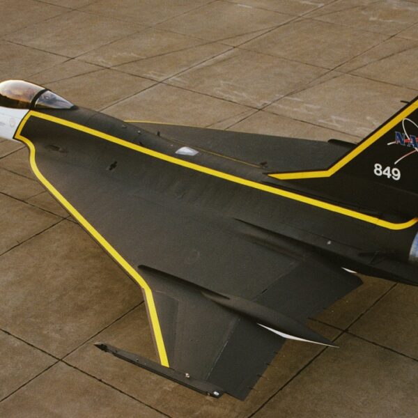 On October 5, 1993, Langley's F-16XL High Lift jet was rolled out with a dynamic yellow and black paint job for Aero-Dynamic Flow Studies in High Speed Research.