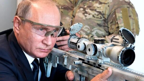 Russian President Putin testing a new sniper rifle. Image Credit: Russian State Media.