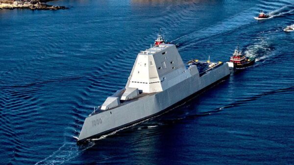 Zumwalt-class destroyer. Image Credit: Raytheon.