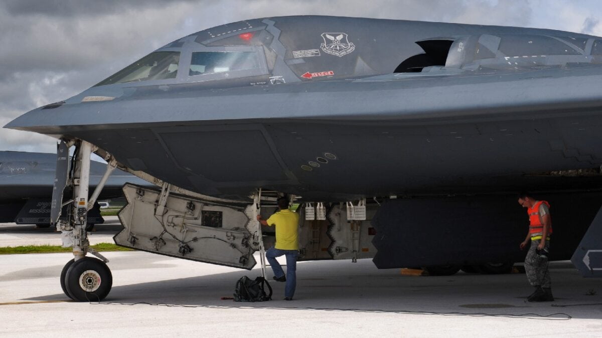 U.S. Air Force B-2 Spirit aircraft undergo pre-flight inspections prior to take off at Andersen Air Force Base, Guam, Aug. 11, 2016. More than 200 Airmen and three B-2s deployed from Whiteman Air Force Base, Mo., to conduct local sorties and regional training and integrate with regional allies in support of Bomber Assurance and Deterrence missions. (U.S. Air Force photo by Tech. Sgt. Miguel Lara III)