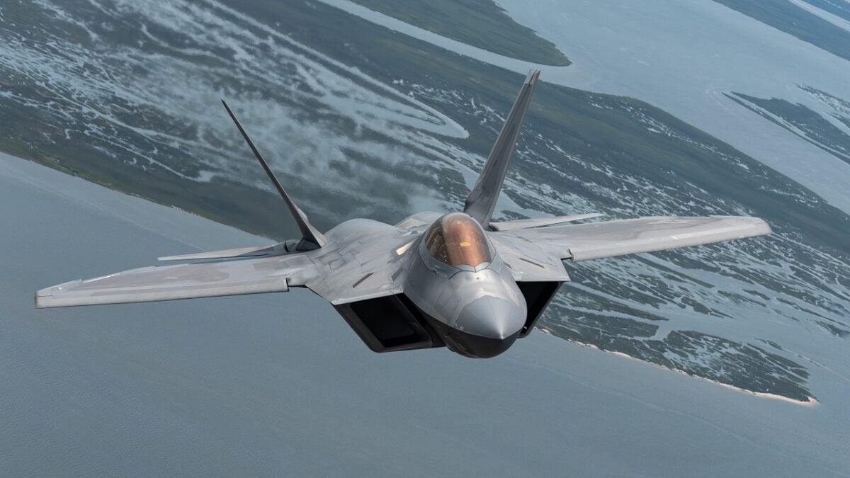 U.S. Air Force Maj. Paul 'Loco' Lopez, F-22 Demo Team commander/pilot, performs an aerial demonstration during the MCAS Beaufort air show, April 27, 2019. Maj. Lopez has over 1,500 hours flying both the F-15 and the F-22 and is in his second year as the commander of the F-22 Raptor Demonstration Team. (U.S. Air Force photo by 2nd Lt. Samuel Eckholm)