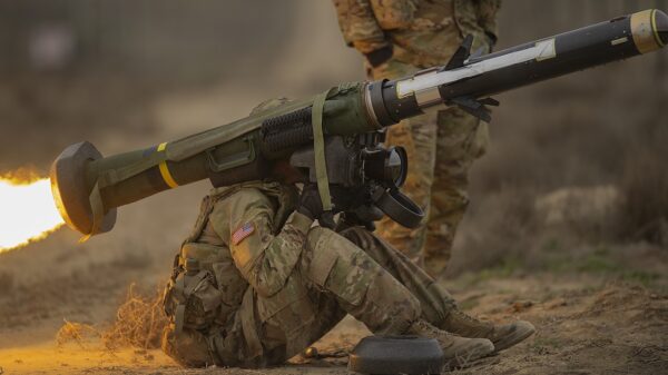 A soldier from the Idaho Army National Guard, Charlie Company, 2-116th Combined Arms Battalion, 116th Cavalry Brigade Combat Team makes Idaho National Guard history with the first firing of a Javelin anti-tank missile. Image: Creative Commons.