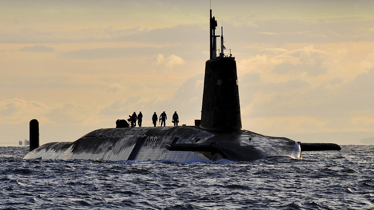 Nuclear submarine HMS Vanguard arrives back at HM Naval Base Clyde, Faslane, Scotland following a patrol. Image: Creative Commons.