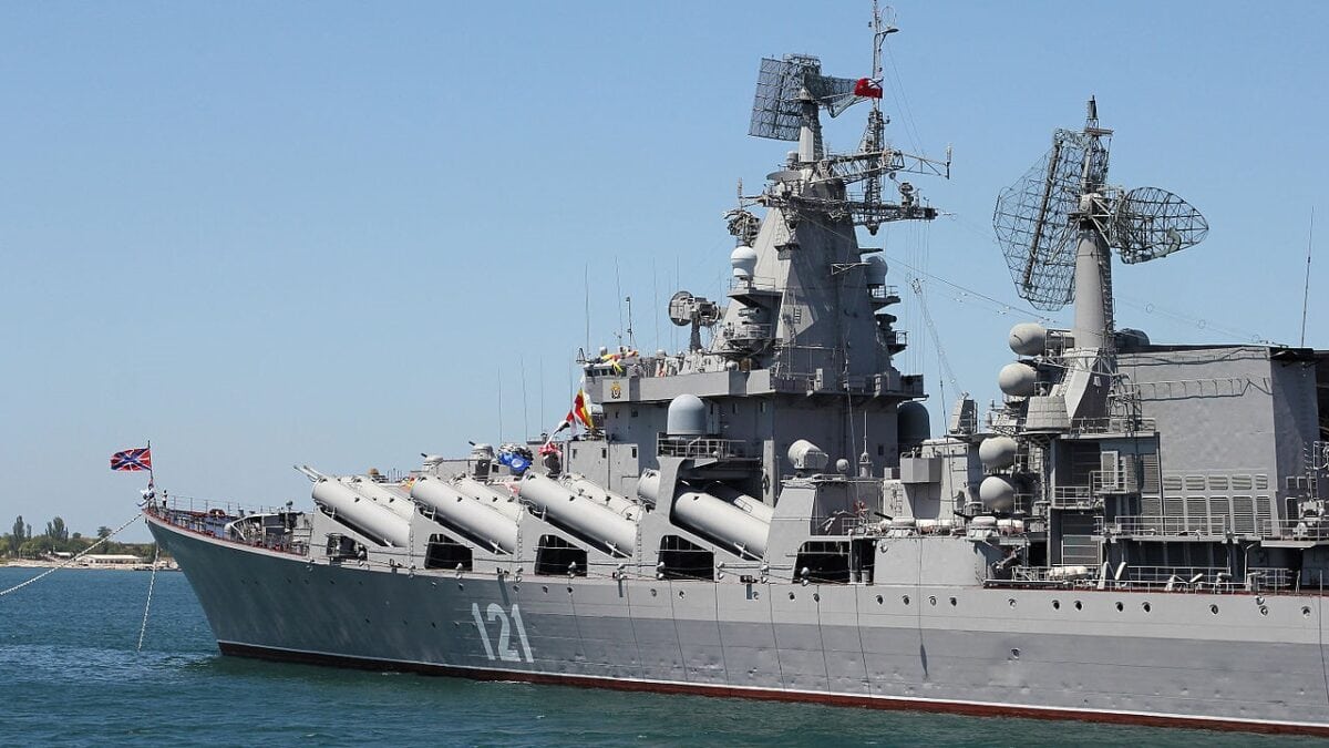 "Moskva" ("Moscow") (ex-"Slava", which means "Glory") is the lead ship of the Project 1164 Atlant class of guided missile cruisers in the Russian Navy. This warship was used in the 2008 Russia-Georgia War. The Black Sea. Sevastopol bay. This photo was taken from a boat. Image: Creative Commons. 
