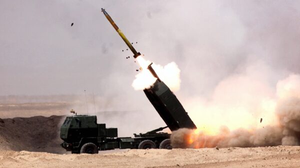 Marines with Romeo Battery, 5th Battalion, 11th Marine Regiment, Regimental Combat Team 7, fire rockets from a M142 High Mobility Artillery Rocket System (HIMARS) on Camp Leatherneck, Helmand province, Afghanistan, June 1, 2013. Marines with 5/11 are deployed to Afghanistan in support of Operation Enduring Freedom.