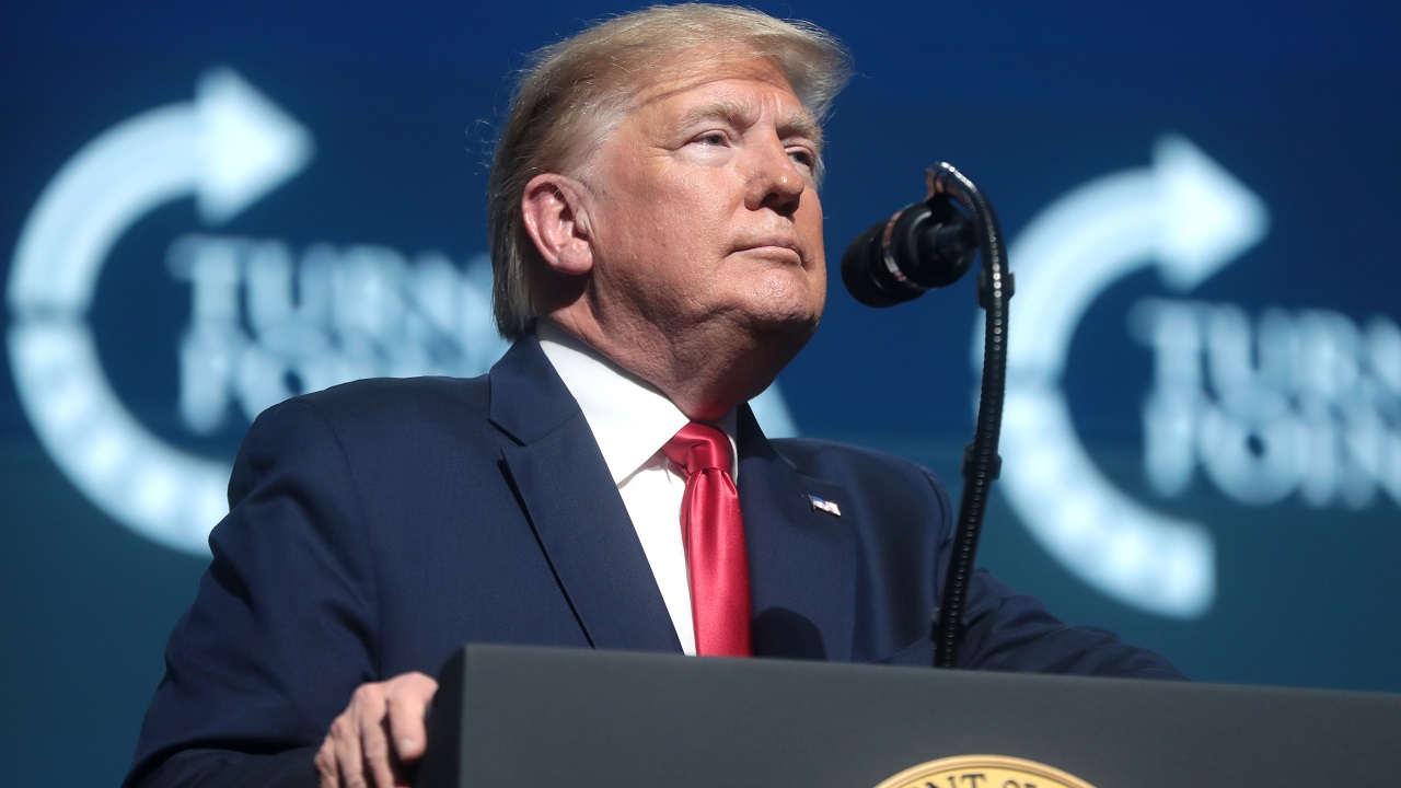 President of the United States Donald Trump speaking with attendees at the 2019 Student Action Summit hosted by Turning Point USA at the Palm Beach County Convention Center in West Palm Beach, Florida. By Gage Skidmore.