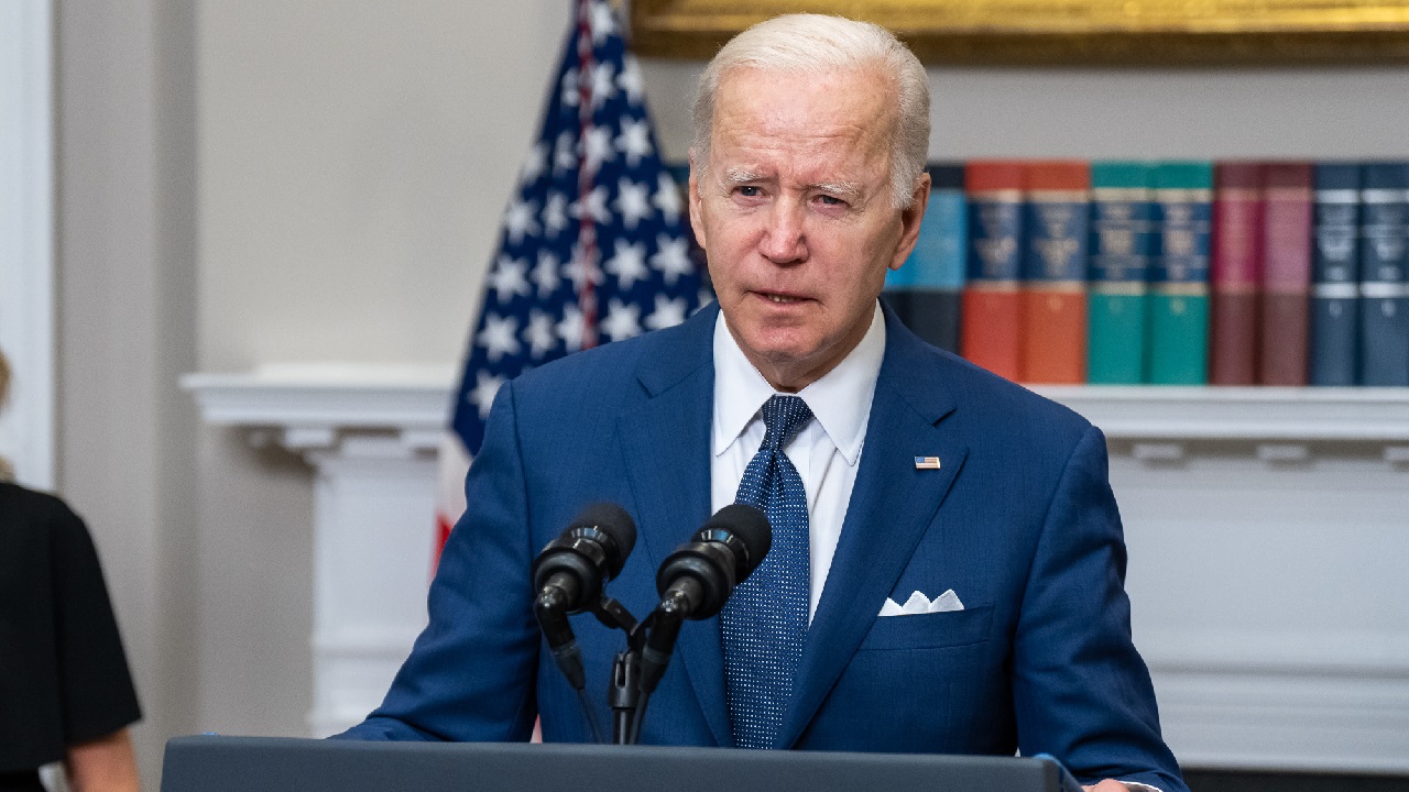 President Joe Biden, joined by First Lady Jill Biden, delivers remarks on the mass shooting at Robb Elementary School in Uvalde, Texas, Tuesday, May 24, 2022, in the Roosevelt Room of the White House. (Official White House Photo by Adam Schultz)