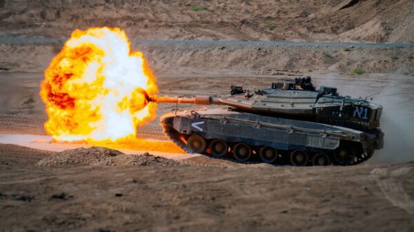 IDF Merkava IV Tank Fire. Image Credit: Creative Commons.