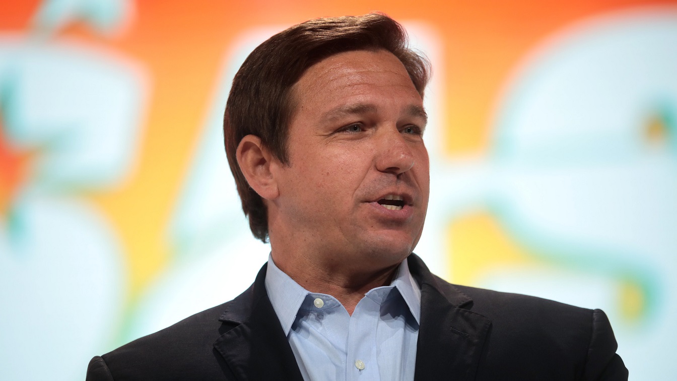 Governor Ron DeSantis speaking with attendees at the 2021 Student Action Summit hosted by Turning Point USA at the Tampa Convention Center in Tampa, Florida. By Gage Skidmore.