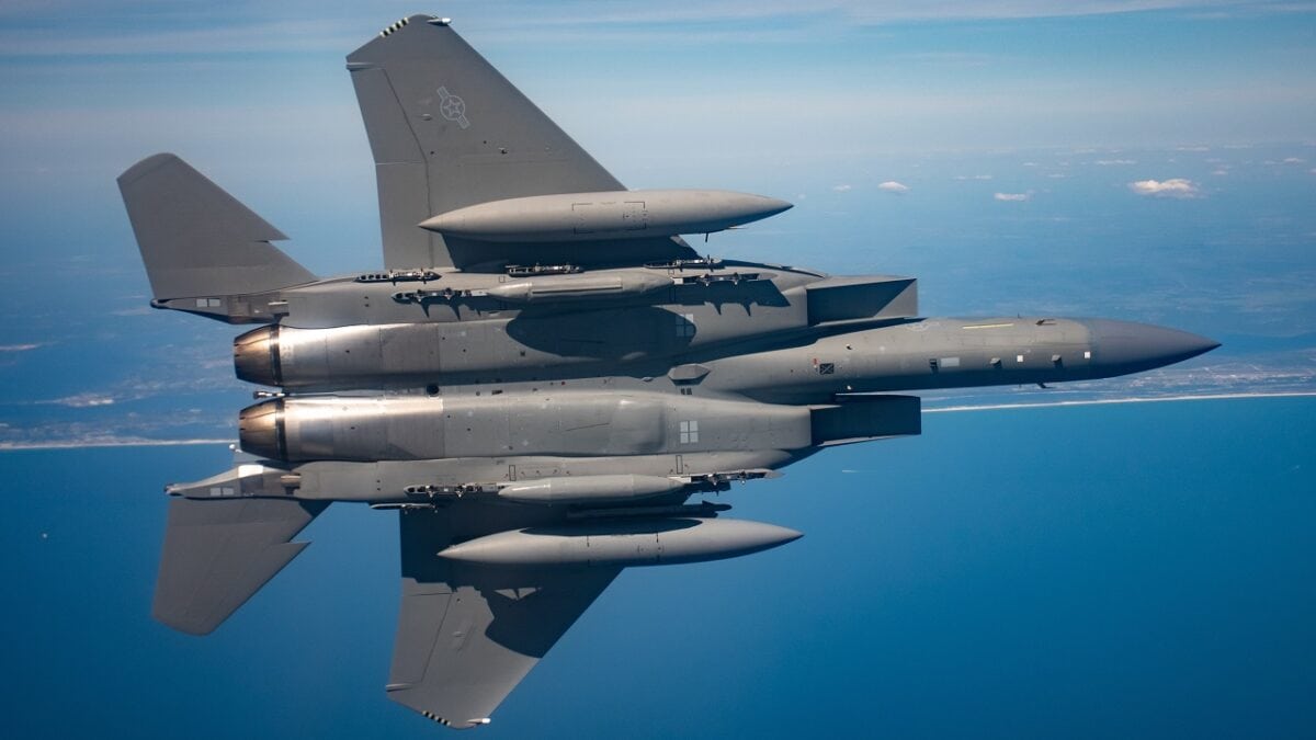 An F-15EX Eagle II from the 85th Test and Evaluation Squadron, 53rd Wing, takes flight for the first time out of Eglin Air Force Base, Fla., April 26, 2021, prior to departure for Northern Edge 2021. The F-15EX brings next-generation combat technology to a highly successful fighter airframe that is capable of projecting power across multiple domains for the Joint Force. (U.S Air Force photo by 1st Lt Savanah Bray)