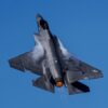 An F-35 Lightning II flies at the Blue Angels Homecoming Air Show at Naval Air Station Pensacola, Florida, Nov. 11, 2022. The NAS Pensacola Blue Angels Homecoming Air Show is one of Pensacola's largest events, attracting 150,000-180,000 spectators during the two-day event. (U.S. Air Force photo by Airman 1st Class Trenten Walters)