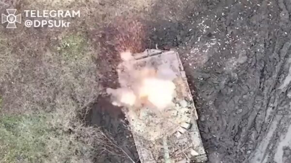 Tank on Fire in Ukraine