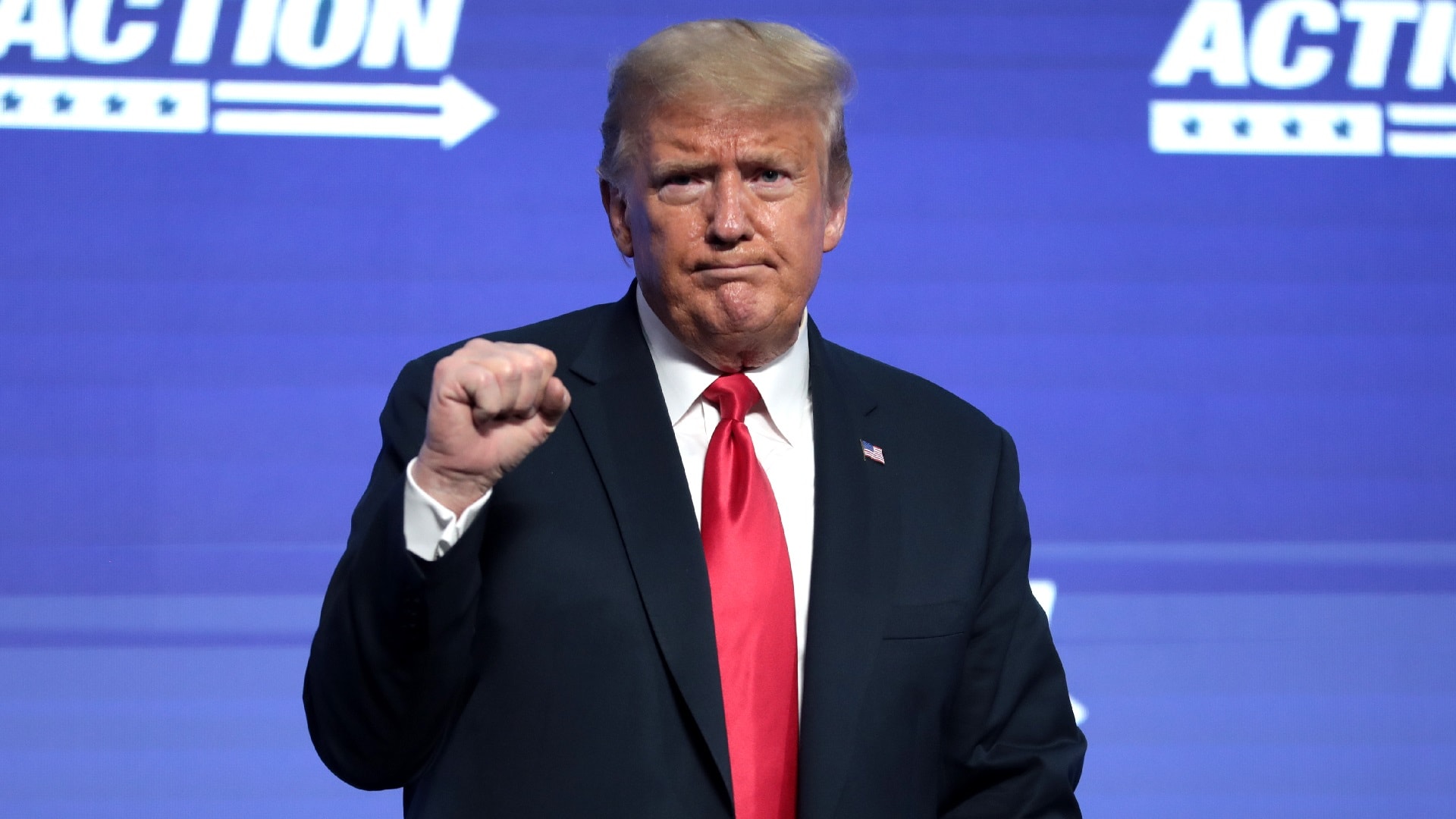 President of the United States Donald Trump speaking with supporters at an "An Address to Young Americans" event hosted by Students for Trump and Turning Point Action at Dream City Church in Phoenix, Arizona. By Gage Skidmore.