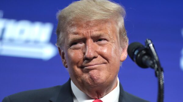 President of the United States Donald Trump speaking with supporters at an "An Address to Young Americans" event hosted by Students for Trump and Turning Point Action at Dream City Church in Phoenix, Arizona.