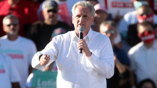 House Minority Leader Kevin McCarthy speaking with supporters of President of the United States Donald Trump at a "Make America Great Again" campaign rally at Phoenix Goodyear Airport in Goodyear, Arizona. Image Credit: Creative Commons.