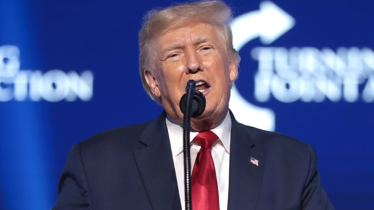 Image by Gage Skidmore: Former President of the United States Donald Trump speaking with attendees at the 2022 Student Action Summit at the Tampa Convention Center in Tampa, Florida.