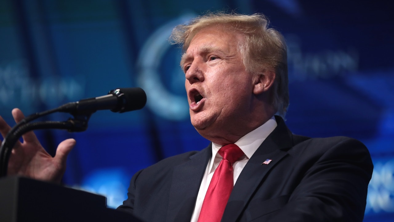 By Gage Skidmore: Former President of the United States Donald Trump speaking with attendees at the "Rally to Protect Our Elections" hosted by Turning Point Action at Arizona Federal Theatre in Phoenix, Arizona.