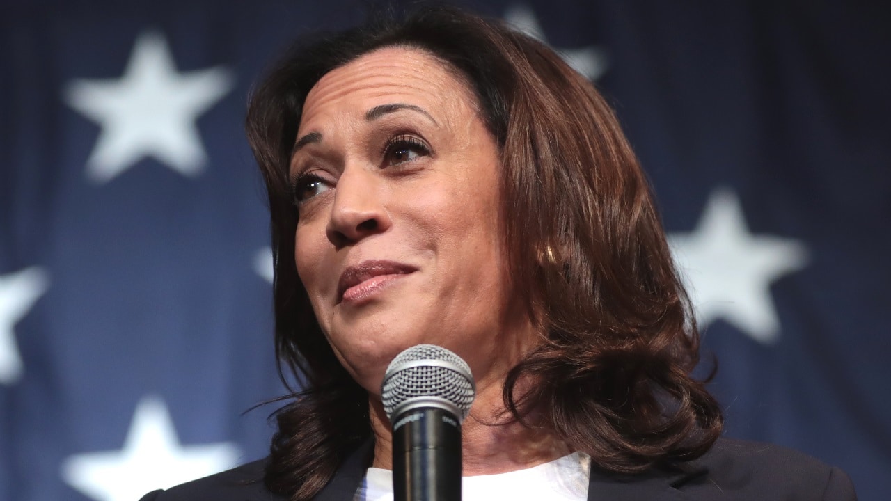 U.S. Senator Kamala Harris speaking with attendees at the 2019 Iowa Democratic Wing Ding at Surf Ballroom in Clear Lake, Iowa. Image Credit: Creative Commons.