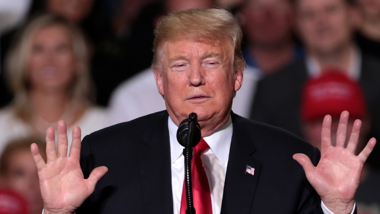 President of the United States Donald Trump speaking with supporters at a Make America Great Again campaign rally at International Air Response Hangar at Phoenix-Mesa Gateway Airport in Mesa, Arizona. By Gage Skidmore.