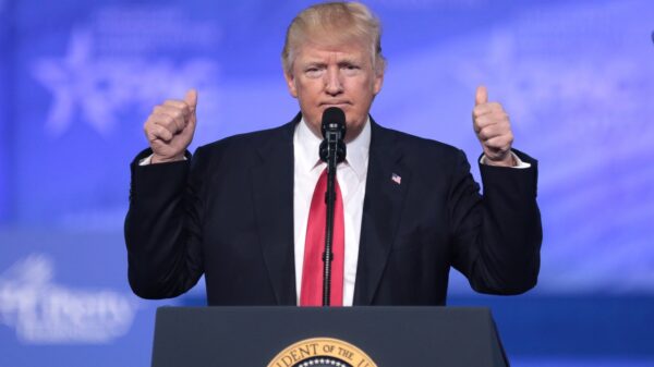 President of the United States Donald Trump speaking at the 2017 Conservative Political Action Conference (CPAC) in National Harbor, Maryland. Image from Gage Skidmore.