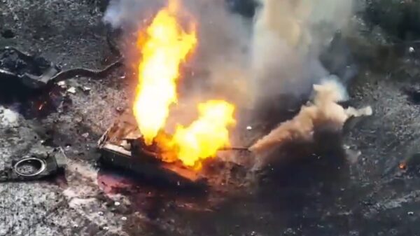 T-72B Attack in Ukraine. Image Credit. Twitter Screenshot.