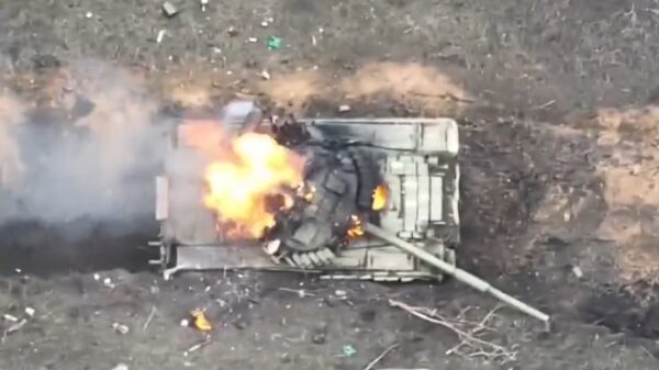 Russian Tank Destroyed by Ukraine Drone Screenshot