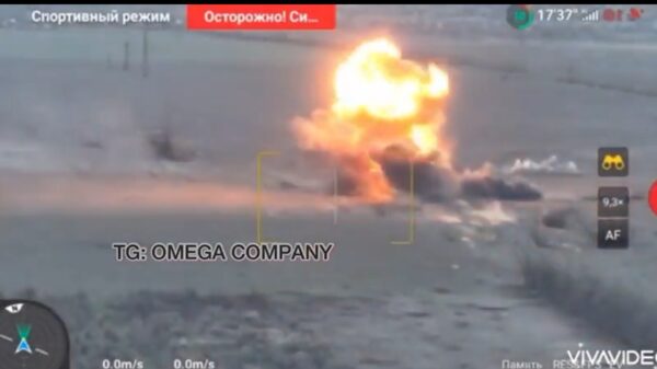 Russian Tank Hits a Minefield. Image Credit: Screenshot.